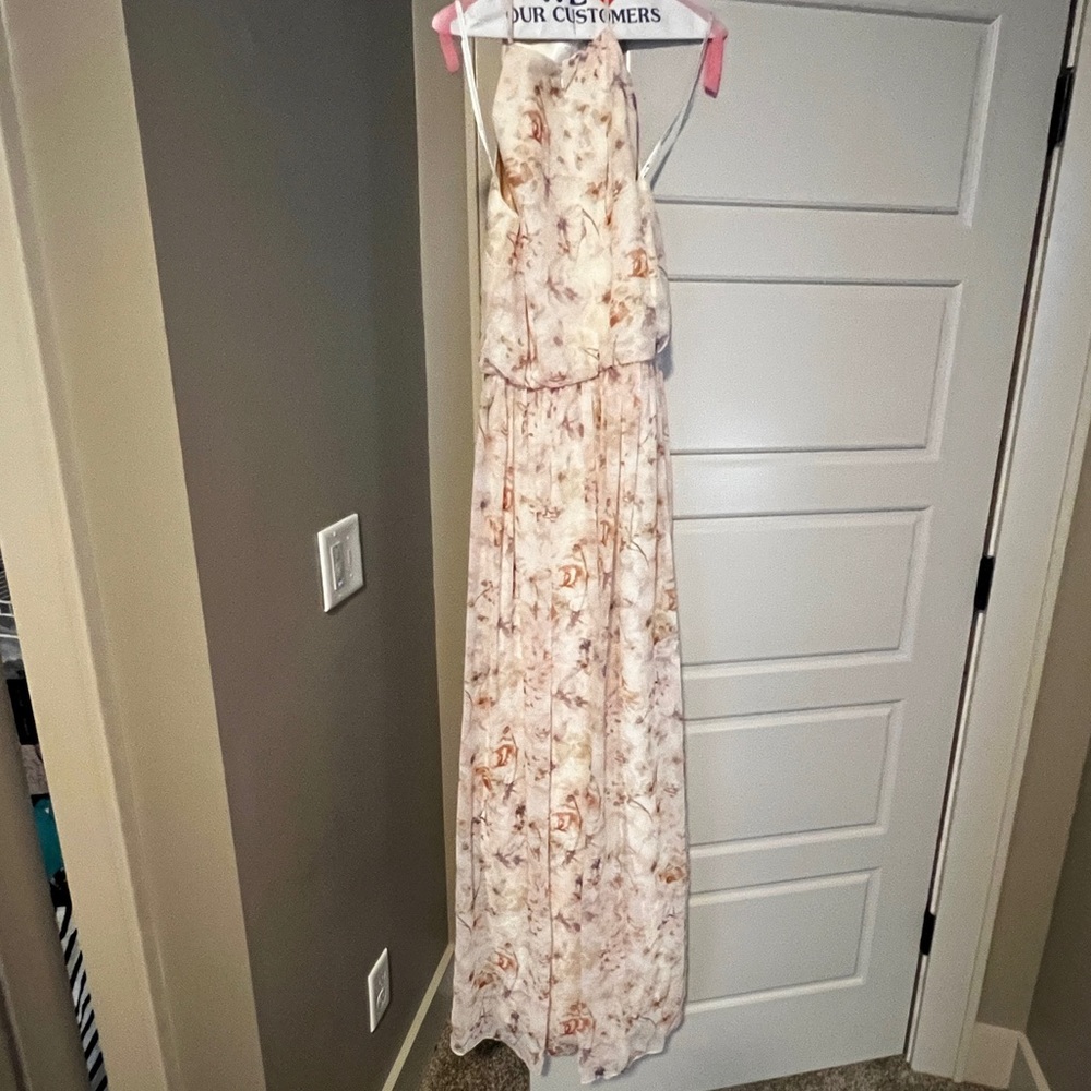 BHLDN Floral Gown | Size 10 | blush and cream